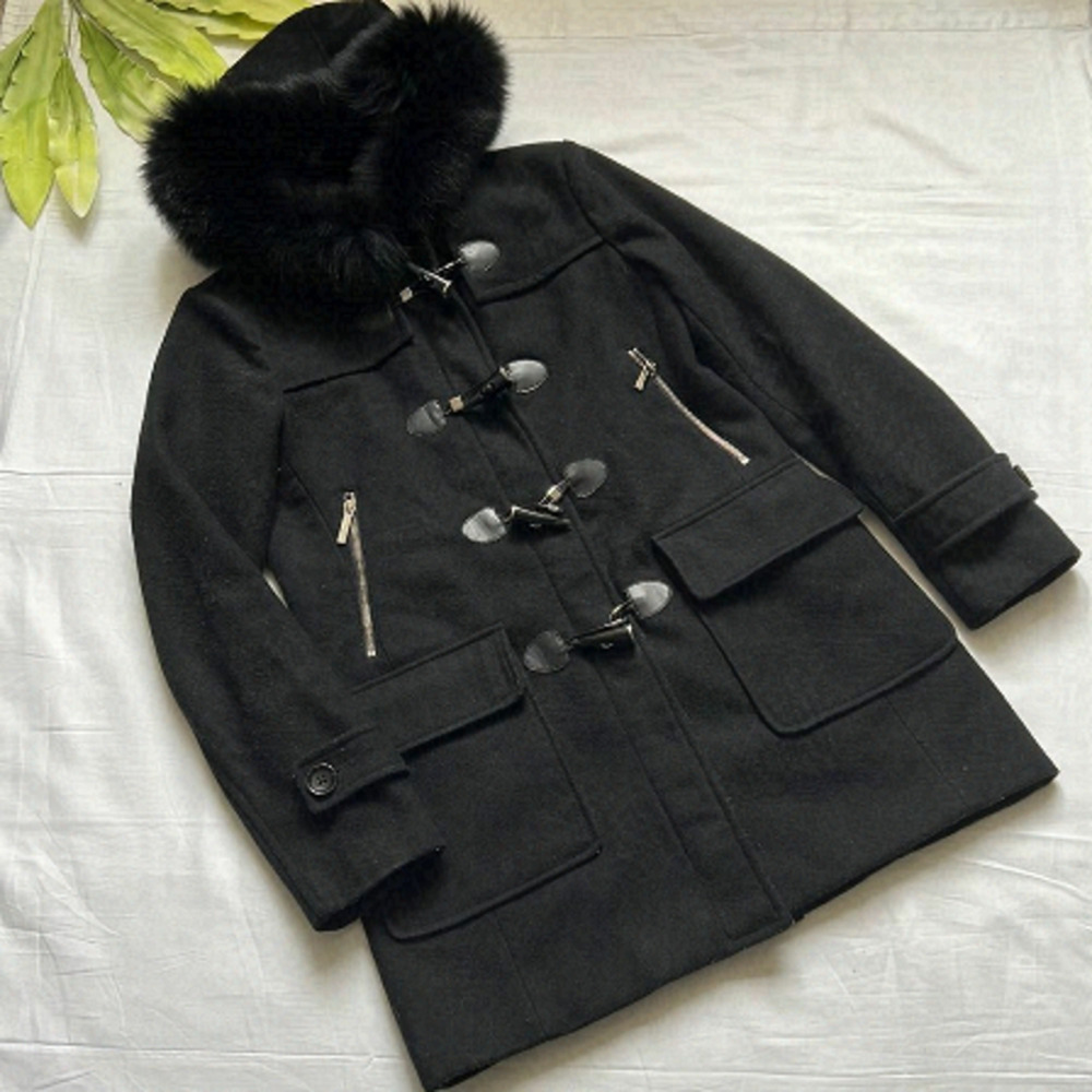 MICHAEL Kors Real Fox Fur Hooded Cashmere/Wool Duffle Coat
